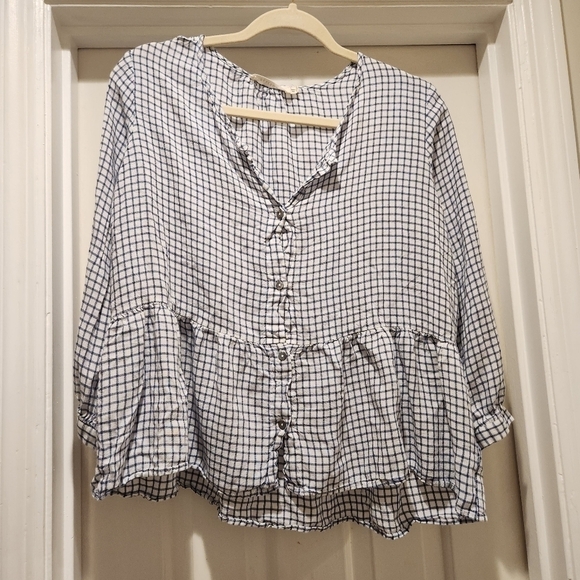 Ellison peplum button down Malone plaid - Picture 1 of 11